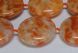 CCA477 15.5 inches 25mm flat round orange calcite gemstone beads