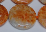 CCA479 15.5 inches 35mm flat round orange calcite gemstone beads