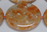 CCA488 15.5 inches 32*37mm oval orange calcite gemstone beads