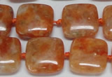 CCA492 15.5 inches 15mm square orange calcite gemstone beads