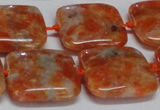 CCA493 15.5 inches 20mm square orange calcite gemstone beads