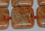 CCA494 15.5 inches 25mm square orange calcite gemstone beads