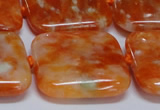 CCA495 15.5 inches 30mm square orange calcite gemstone beads