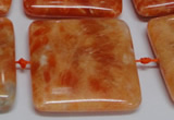 CCA496 15.5 inches 35mm square orange calcite gemstone beads