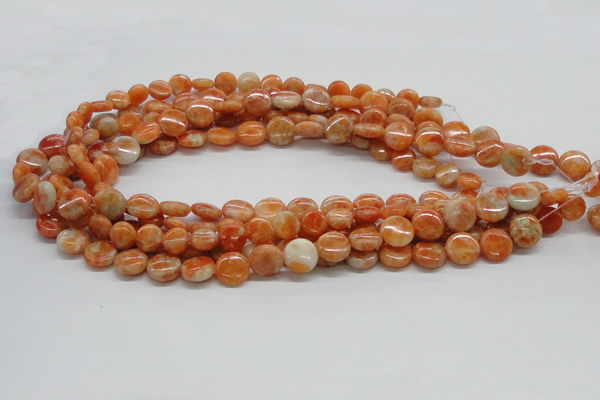 CCA54 15.5 inches 12mm flat round orange calcite gemstone beads