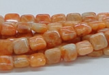 CCA56 15.5 inches 8*8mm square orange calcite gemstone beads