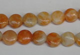 CCA63 15.5 inches 10mm flat round orange calcite gemstone beads