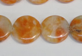 CCA64 15.5 inches 20mm flat round orange calcite gemstone beads