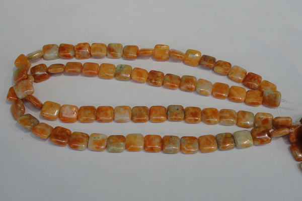 CCA72 15.5 inches 12*12mm square orange calcite gemstone beads