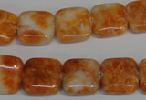 CCA73 15.5 inches 14*14mm square orange calcite gemstone beads