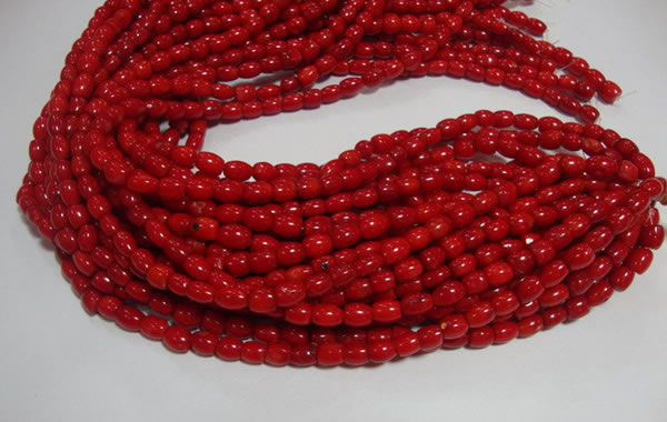 CCB03 15.5 inches 6*8mm drum shape red coral beads Wholesale