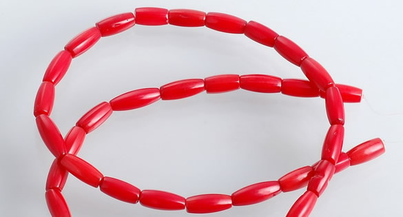 CCB04 15.5 inches 5*10mm tube shape red coral beads Wholesale