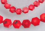 CCB10 5pcs 15.5 inches 9mm & 12mm hexagon red coral beads Wholesale