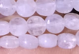 CCB1031 15 inches 4mm faceted coin white moonstone beads