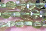 CCB1037 15 inches 4mm faceted coin peridot beads