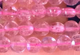 CCB1040 15 inches 4mm faceted coin strawberry quartz beads