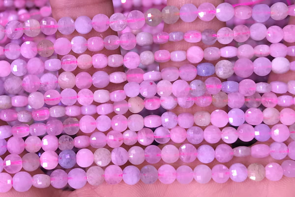 CCB1042 15 inches 4mm faceted coin morganite beads