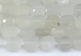 CCB1131 15 inches 4mm faceted coin white moonstone beads