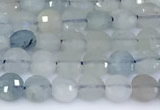 CCB1137 15 inches 4mm faceted coin aquamarine beads