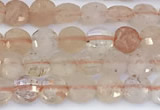 CCB1140 15 inches 4mm faceted coin strawberry quartz beads