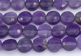 CCB1145 15 inches 4mm faceted coin amethyst beads