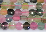 CCB1147 15 inches 4mm faceted coin tourmaline beads