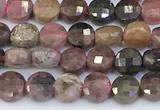 CCB1148 15 inches 4mm faceted coin tourmaline beads