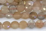 CCB1157 15 inches 4mm faceted coin sunstone beads