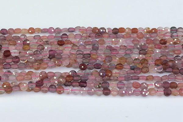 CCB1160 15 inches 4mm faceted coin pink spinel beads