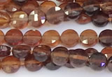 CCB1161 15 inches 4mm faceted coin garnet beads