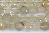 CCB1162 15 inches 4mm faceted coin golden rutilated beads