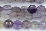 CCB1164 15 inches 4mm faceted coin mixed quartz beads