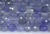 CCB1165 15 inches 4mm faceted coin tanzanite beads