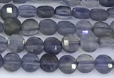 CCB1169 15 inches 4mm faceted coin iolite beads