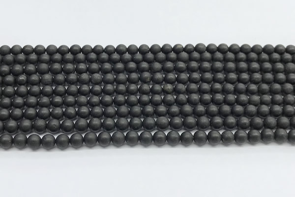 CCB1185 15 inches 4mm round matte shungite gemstone beads