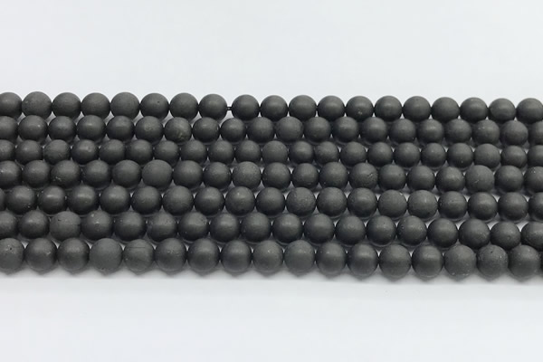 CCB1186 15 inches 6mm round matte shungite gemstone beads