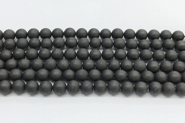 CCB1187 15 inches 8mm round matte shungite gemstone beads