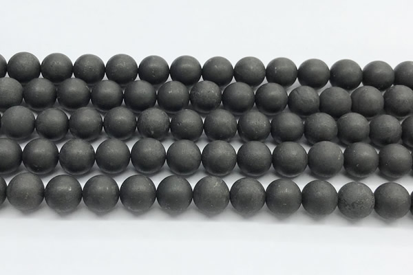 CCB1188 15 inches 10mm round matte shungite gemstone beads