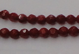 CCB120 15.5 inches 3mm faceted round red coral beads wholesale