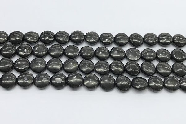 CCB1201 15 inches 12mm flat round shungite gemstone beads