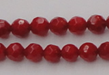 CCB121 15.5 inches 5mm faceted round red coral beads wholesale