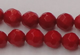 CCB122 15.5 inches 6mm faceted round red coral beads wholesale