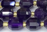 CCB1241 15 inches 7*8mm faceted amethyst gemstone beads