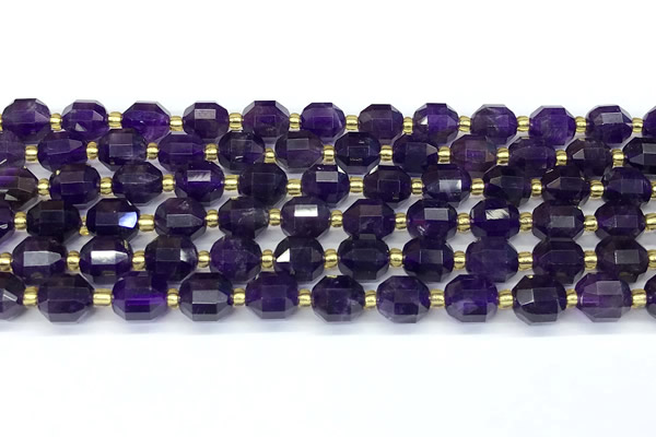 CCB1241 15 inches 7*8mm faceted amethyst gemstone beads