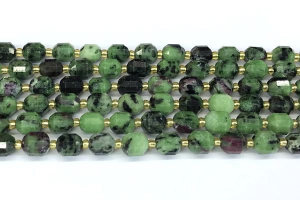 CCB1247 15 inches 7*8mm faceted ruby zoisite beads