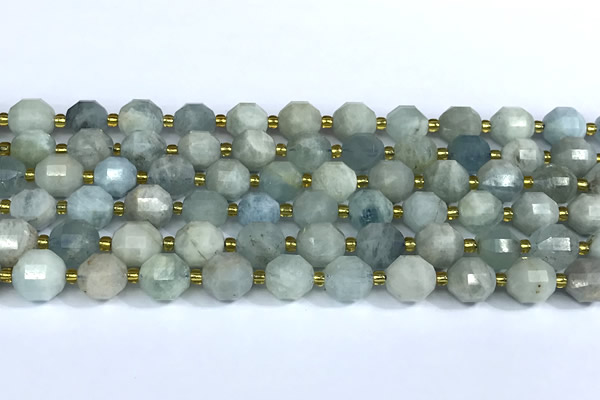 CCB1290 15 inches 9mm - 10mm faceted aquamarine gemstone beads