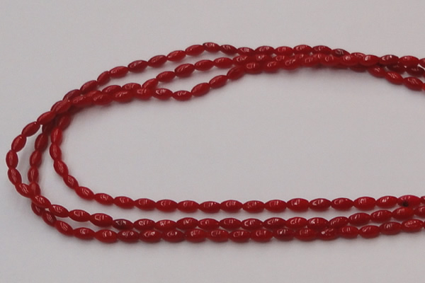 CCB130 15.5 inches 3*6mm rice red coral beads strand wholesale