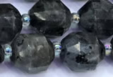 CCB1310 15 inches 9mm - 10mm faceted black labradorite beads