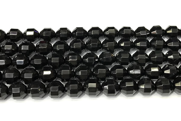 CCB1318 15 inches 9mm - 10mm faceted black agate beads