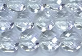 CCB1320 15 inches 6mm faceted coin white crystal beads